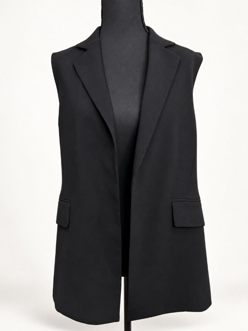 Theory Sedeia Black Longline Sleeveless Blazer Vest Size 6